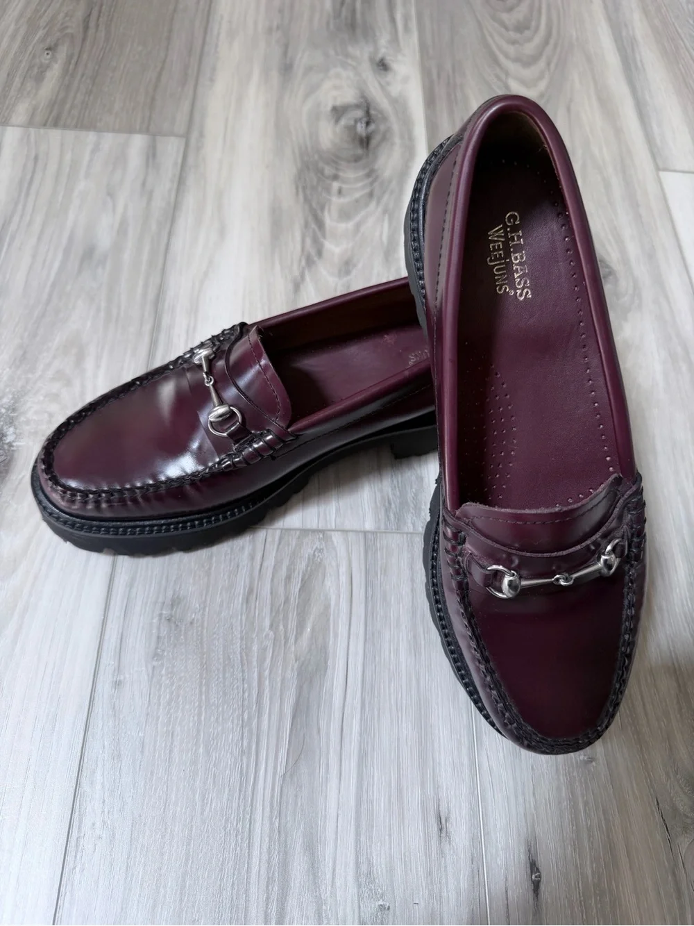 G.H. Bass Weejuns Horsebit Lug Sole Loafers Oxblood Leather Women’s 7.5